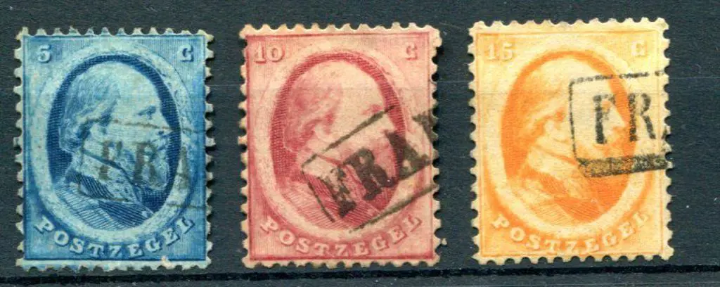 Netherlands 1864 King William perfd set of 3 all ... Image 1++