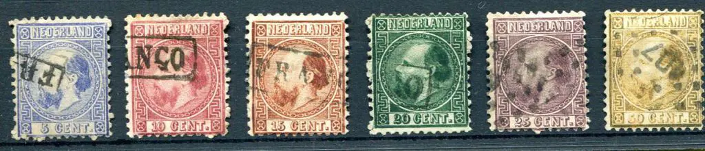 Netherlands 1867 King William simplified set of 6 ... Image 1++
