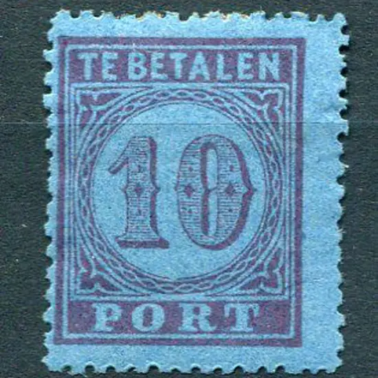 Netherlands 1870 10¢ purple on blue postage due, ...