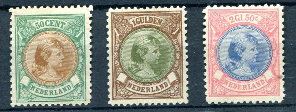 Netherlands 1891 50¢, 1g & 2g50 Queen Wilhelmina ... Image 1++