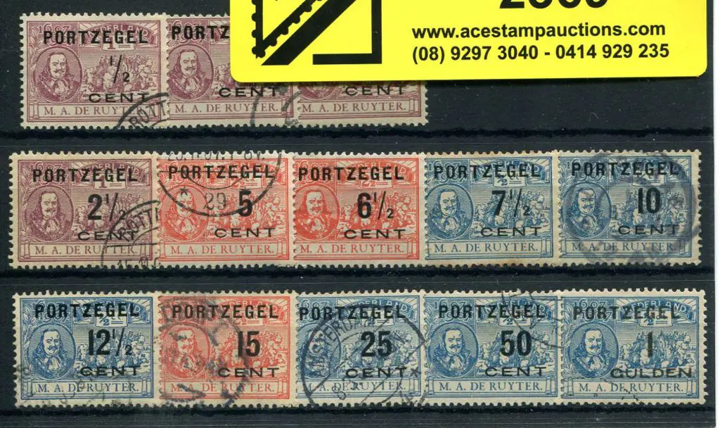 Netherlands 1907 "PORTZEGEL" ovpts on DeRuyter ... Image 1++