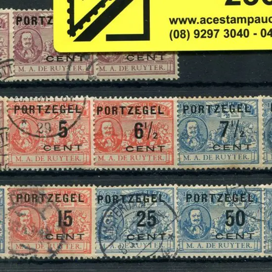 Netherlands 1907 "PORTZEGEL" ovpts on DeRuyter ...