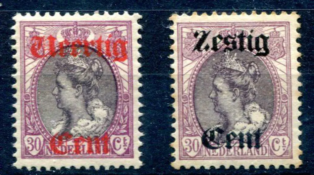 Netherlands 1919 40¢ & 60¢ surcharges on 30¢ ... Image 1++