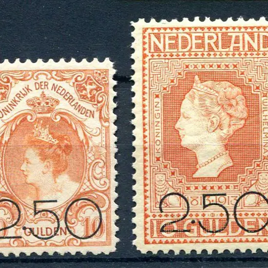 Netherlands 1920 Queen Wilhelmina 2.50 surcharges. ...
