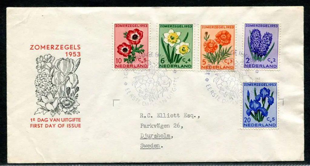 Netherlands 1953 "Summer Series" Flowers FDC with ... Image 1++