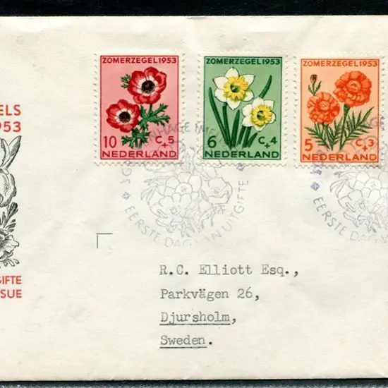 Netherlands 1953 "Summer Series" Flowers FDC with ...