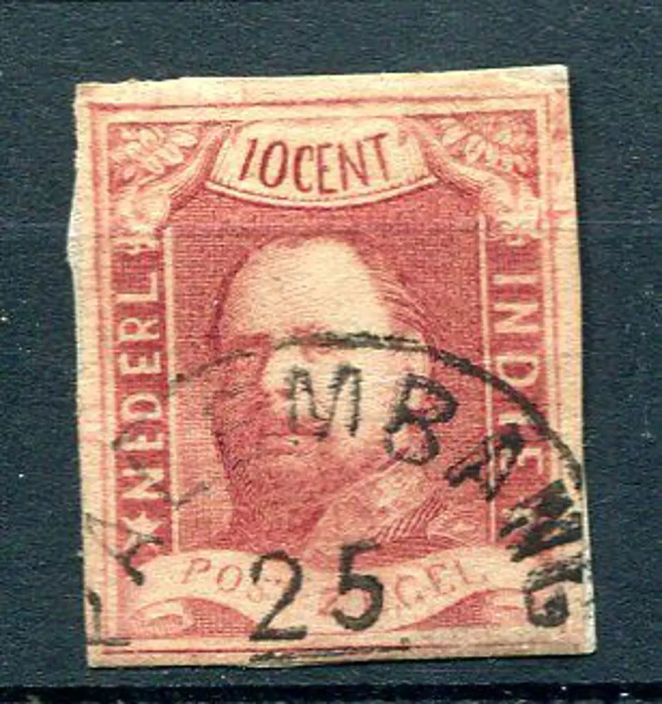 Netherlands Indies 1864 10¢ carmine imperf with ... Image 1++
