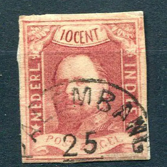 Netherlands Indies 1864 10¢ carmine imperf with ...