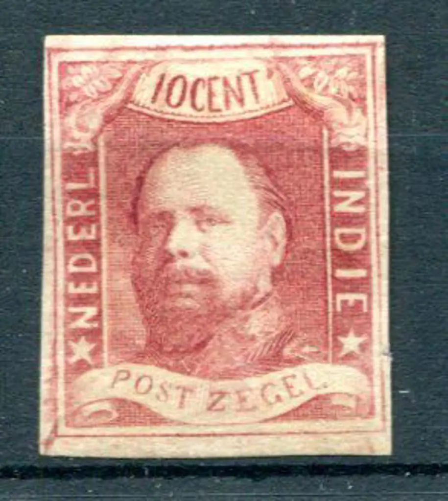 Netherlands Indies 1864 10¢ carmine imperf with ... Image 1++