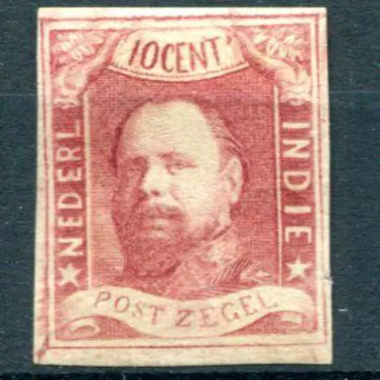 Netherlands Indies 1864 10¢ carmine imperf with ...