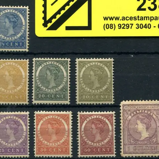 Netherlands Indies 1902/09 10¢ to 2½g Queen ...