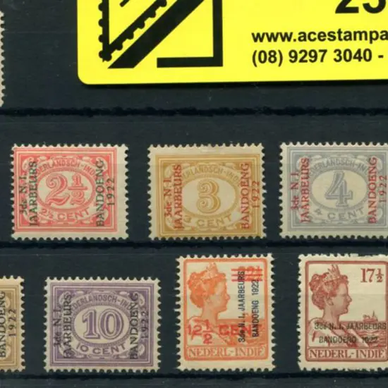 Netherlands Indies 1922 Bandung ovpts set of 11. ...