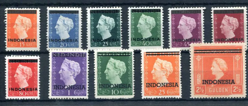 Netherlands Indies 1948/49 "INDONESIA" ovpts to ... Image 1++