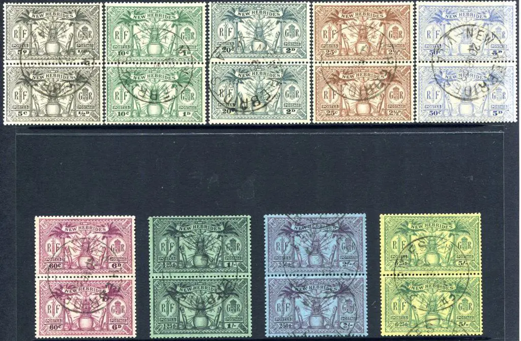 New Hebrides - English 1925 Defins in vertical CTO ... Image 1++