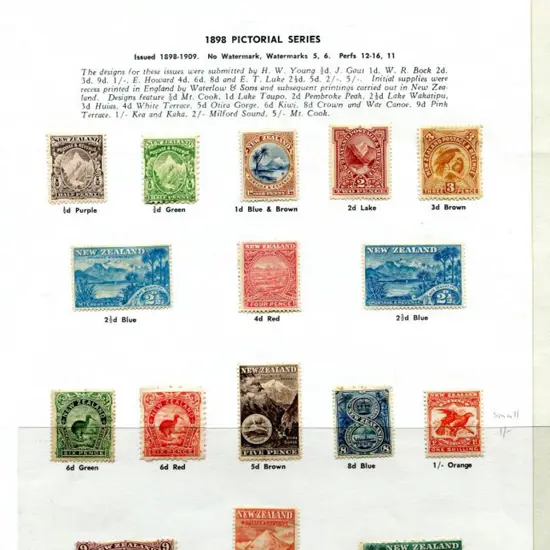 New Zealand 1898 Pictorials simplified set to 5/- ...