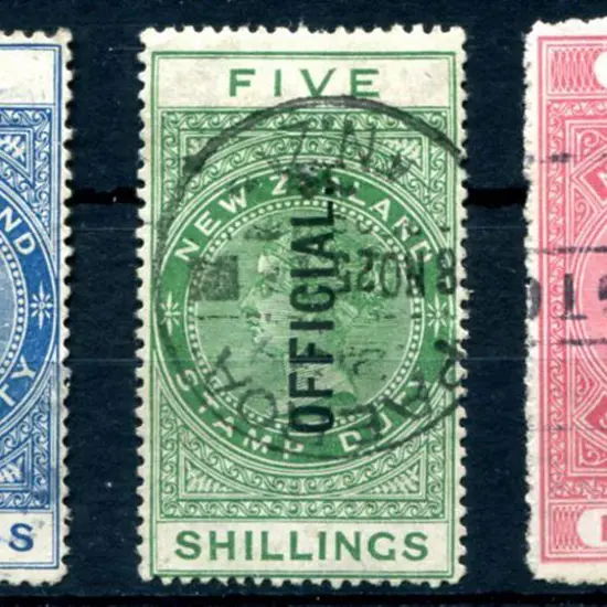 New Zealand 1913/25 2/-, 5/- & £1 Stamp Duty ...
