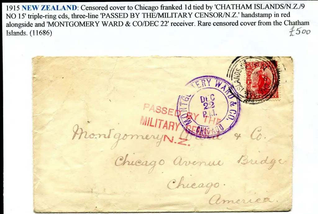 New Zealand 1915 (9th Nov) cover bearing 1d ... Image 1++