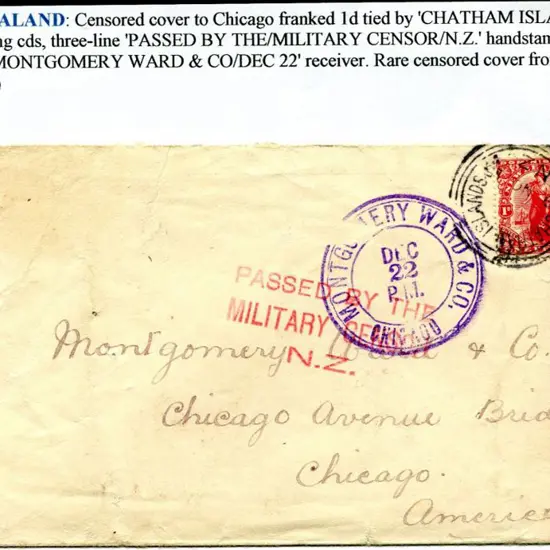 New Zealand 1915 (9th Nov) cover bearing 1d ...