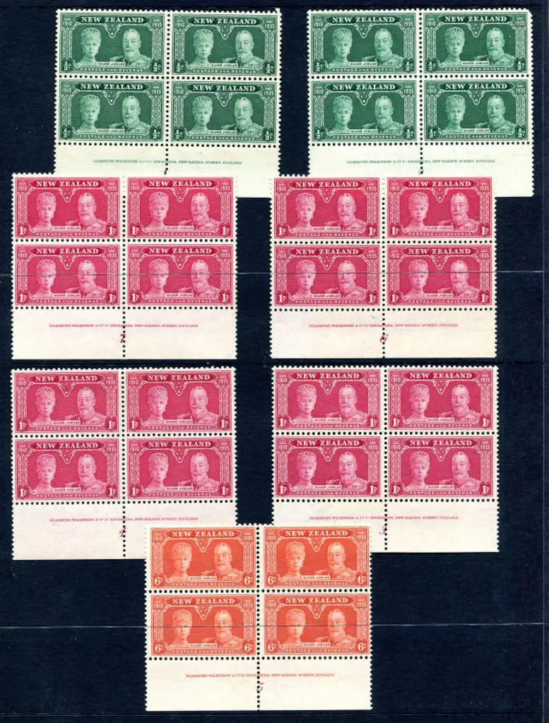 New Zealand 1935 Silver Jubilee imprint blocks for ... Image 1++