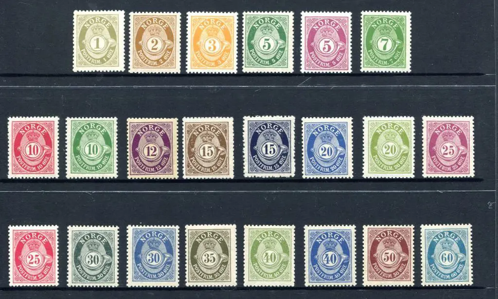 Norway 1909/29 Posthorn re-drawn defins. Odd light ... Image 1++