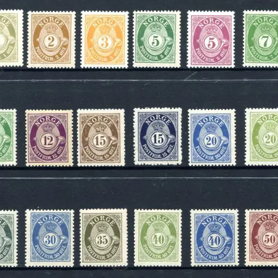 Norway 1909/29 Posthorn re-drawn defins. Odd light ...