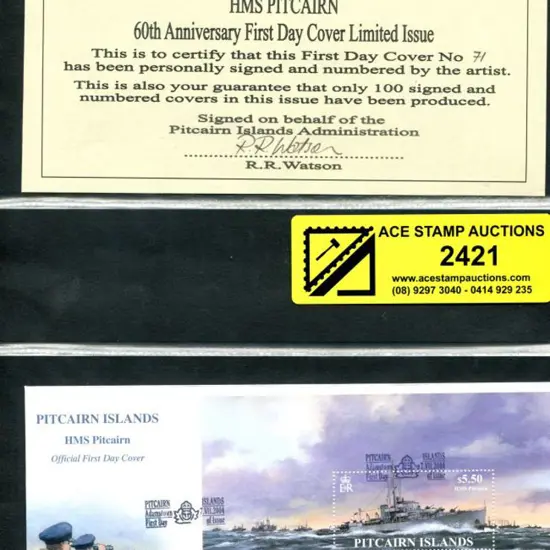 Pitcairn Is 2004 (7th July) $5.50 HMS Pitcairn M/S ...