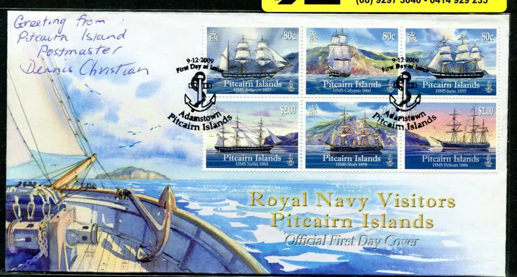 Pitcairn Is 2009 (9th Dec) Royal Navy Visitors FDC ... Image 1++