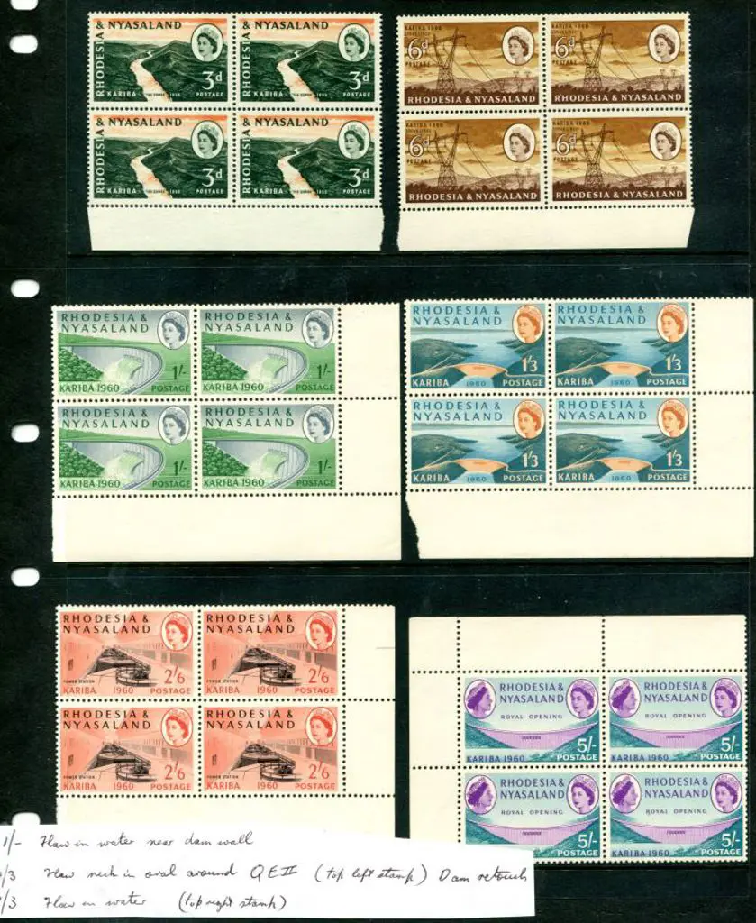 Rhodesia & Nyasaland 1960 Kariba Dam set of 6 in ... Image 1++