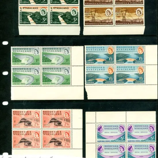 Rhodesia & Nyasaland 1960 Kariba Dam set of 6 in ...