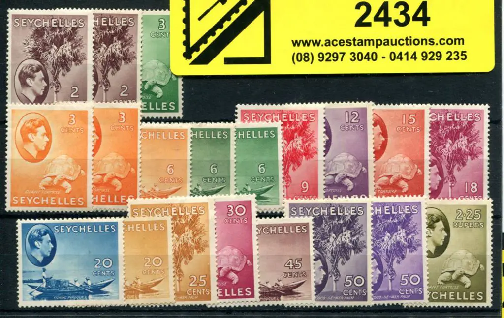 Seychelles 1938/49 part set of 20 to R3.35 (no 1R ... Image 1++