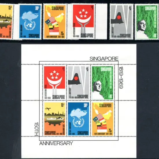Singapore 1969 150th Anniv of Singapore M/S & set ...