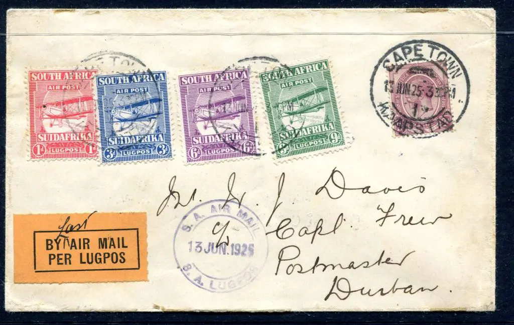 South Africa 1925 (13th June) Airmail set of 4 on ... Image 1++