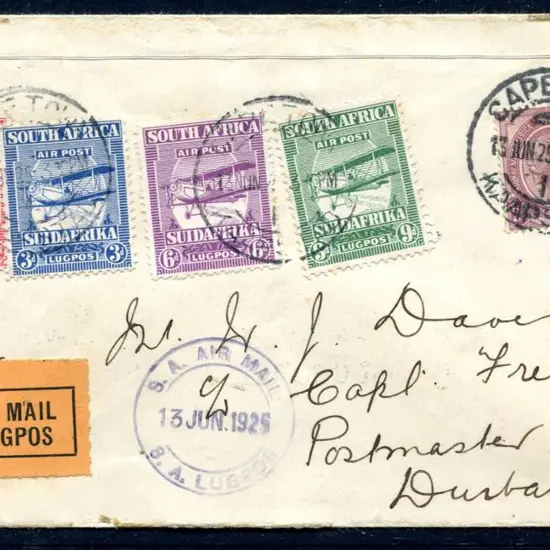 South Africa 1925 (13th June) Airmail set of 4 on ...