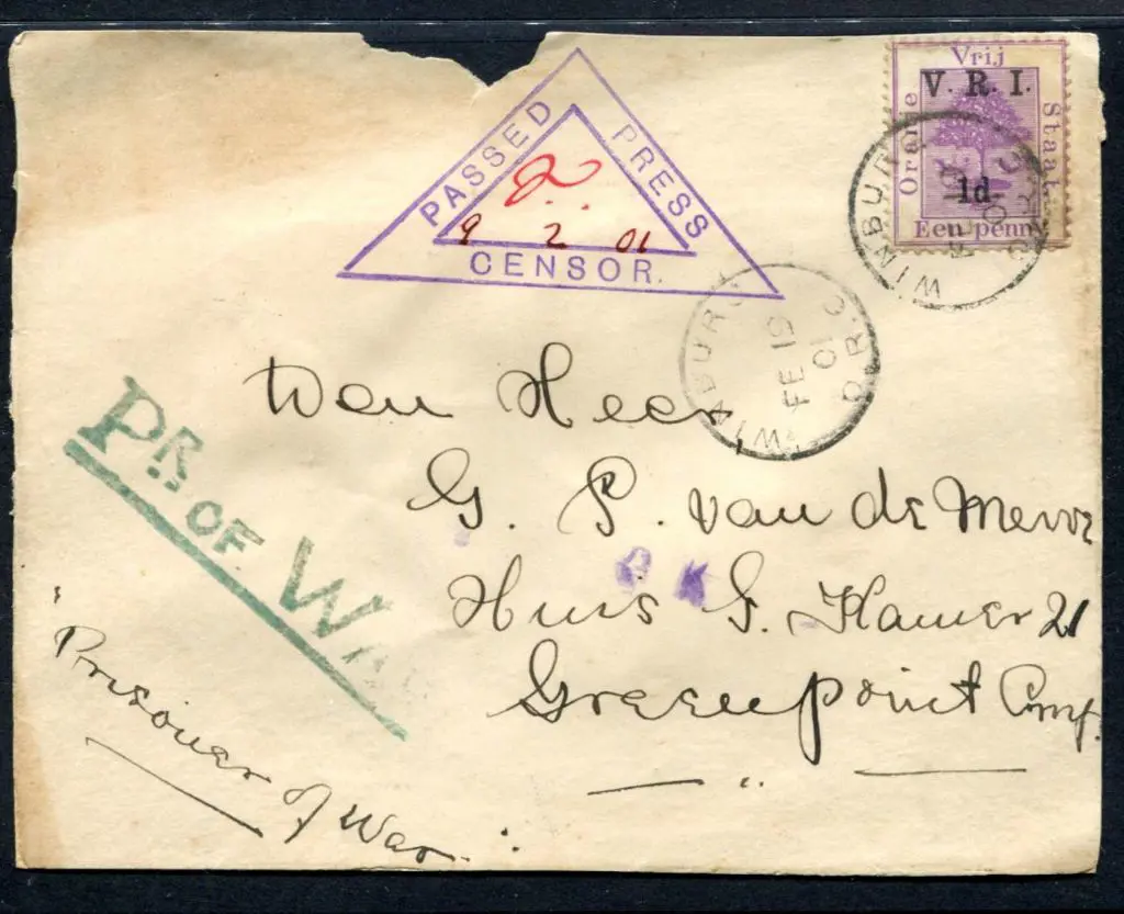 South Africa - Boar War 1901 Prisoner of War cover ... Image 1++