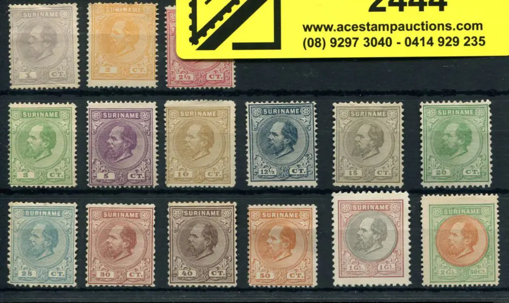 Suriname 1873 King William III complete simplified ... Image 1++