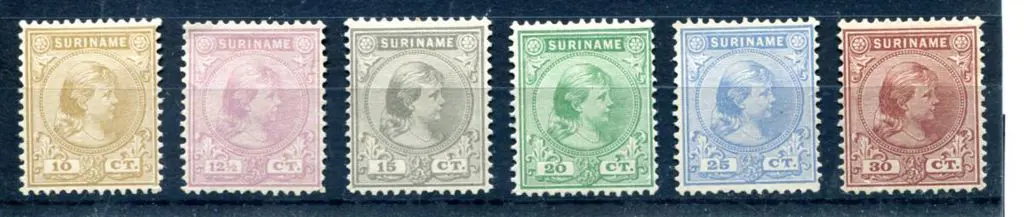 Suriname 1892/93 Queen Wilhelmina defins to 30¢. ... Image 1++