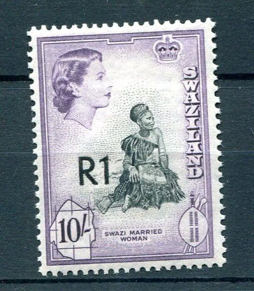 Swaziland 1961 1R on 10/- Married Woman Type III ... Image 1++