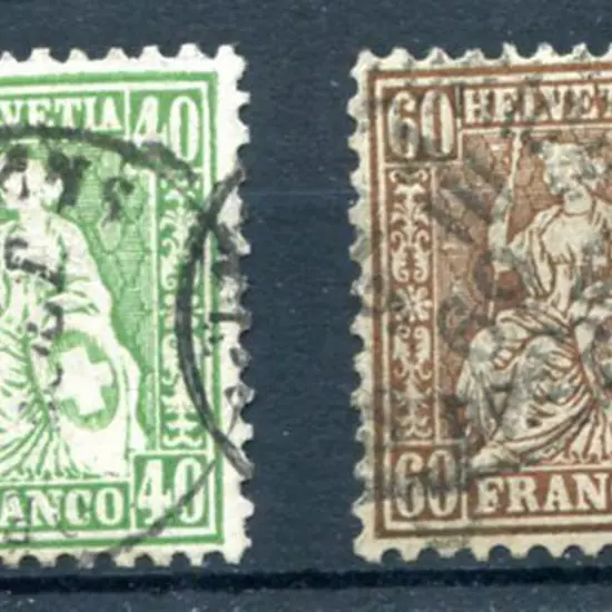 Switzerland 1862/64 40c & 60c Helvetias in F/U ...