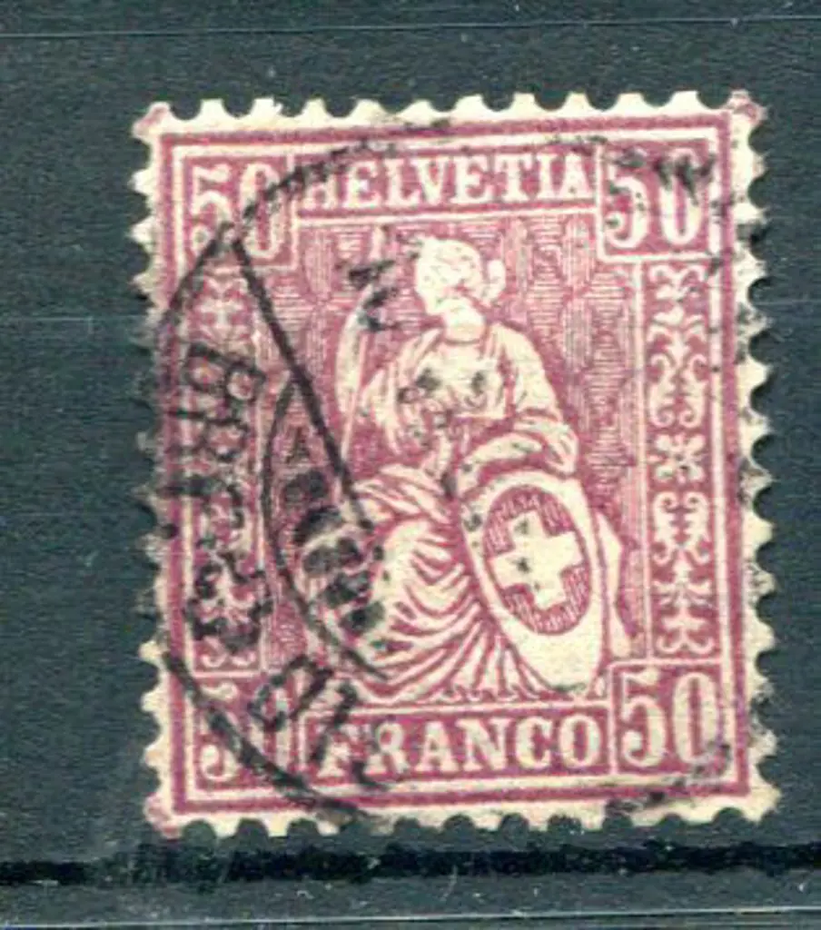 Switzerland 1881 50c Helvetia on granite paper. ... Image 1++