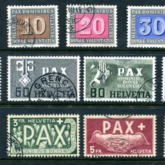 Switzerland1945 Peace set of 13 fine used. SG ...