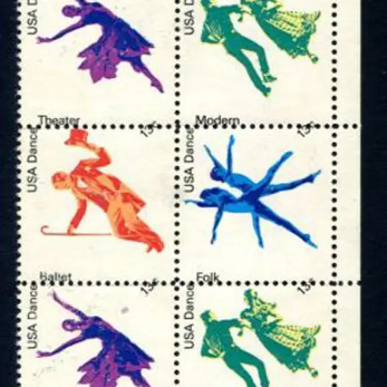 USA 1978 Modern Dance strip of 3 blocks of 4 with ...