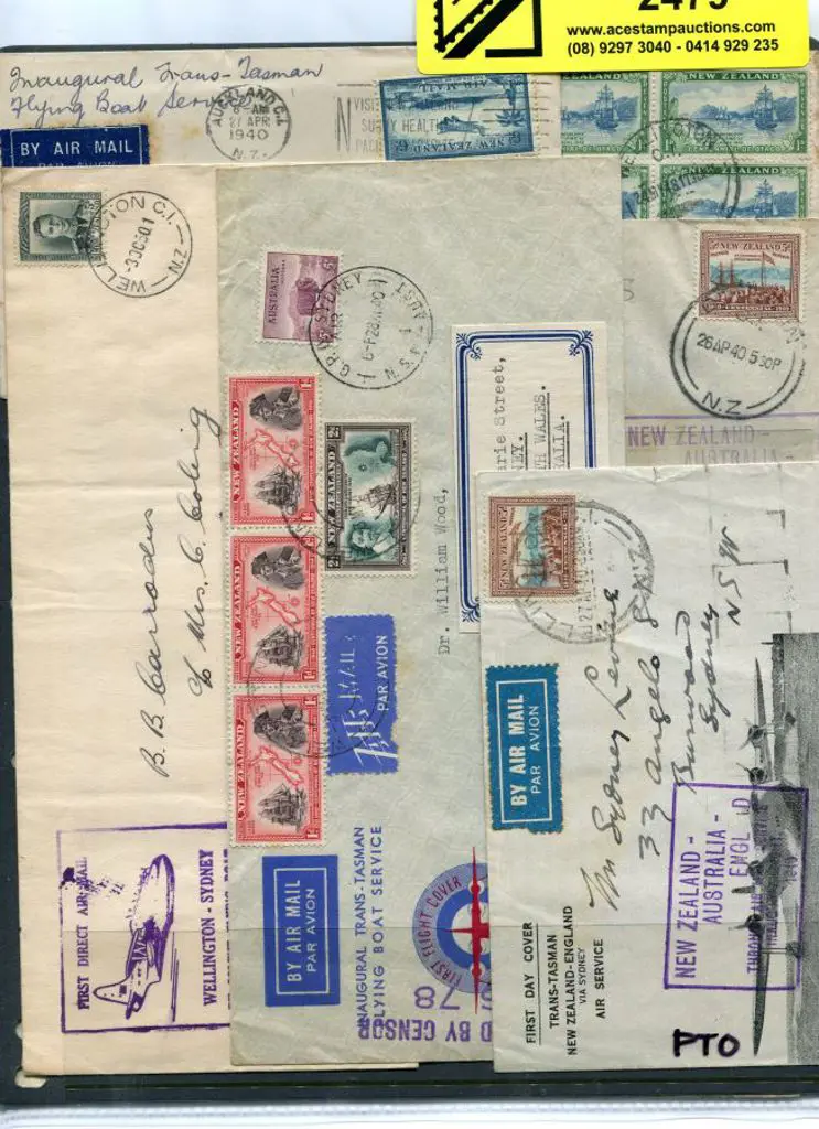 1940-1953 NZ to Australia flying boat covers incl ... Image 1++