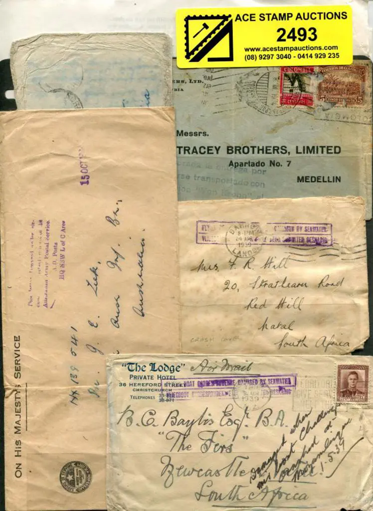 Crash Covers comprising Colombia 1934 "Von Krohn", ... Image 1++
