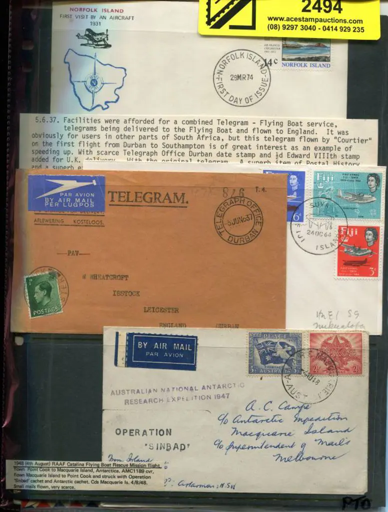 Flying Boat covers incl Australia 1974 Rose Bay to ... Image 1++