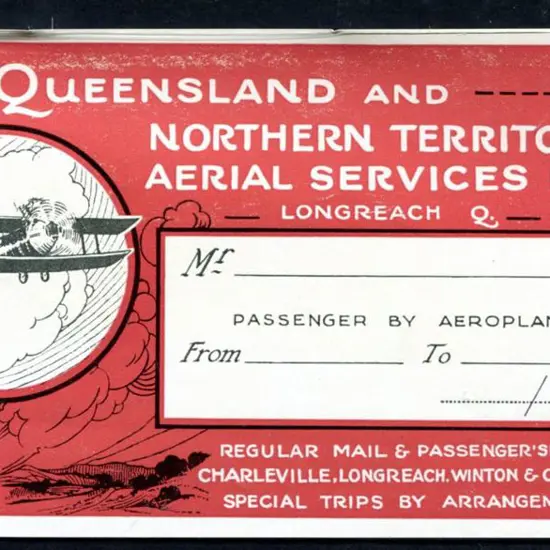 1920's Qantas illustrated red & black baggage ...