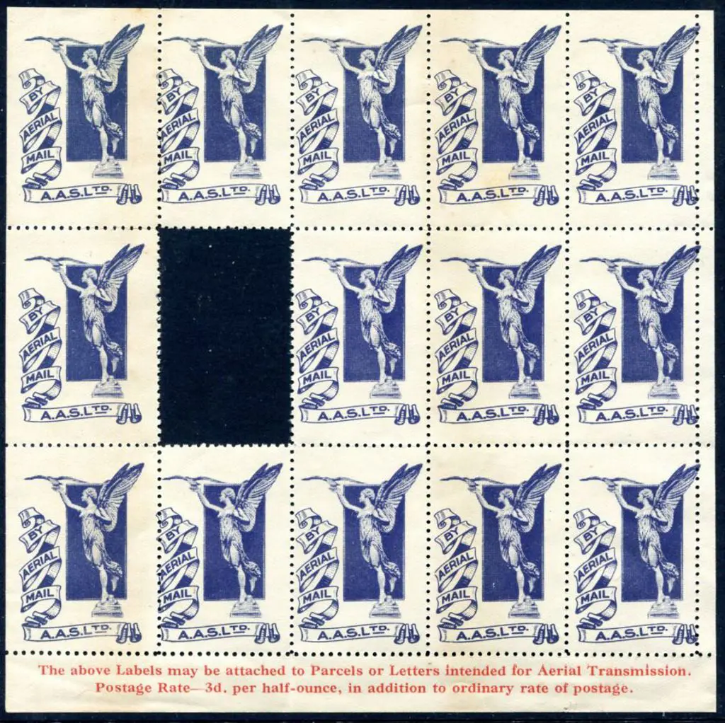 1925 "Angel" vignette sheet of 14 as one removed ... Image 1++