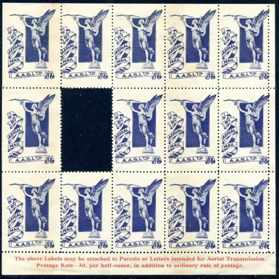 1925 "Angel" vignette sheet of 14 as one removed ...