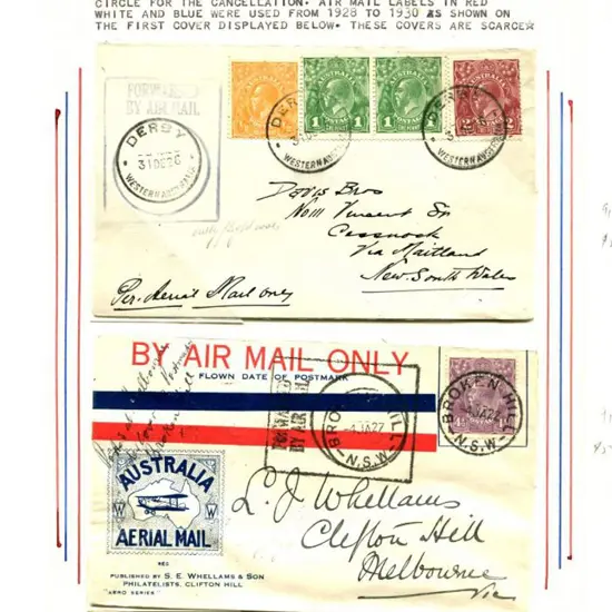 1926 (Mar) & 1927 cover Derby to Cessnock & Broken ...