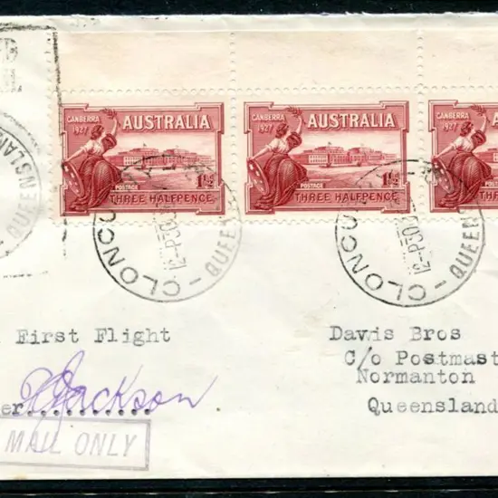 1927 (1st July) Cloncurry to Normanton Davis cover ...