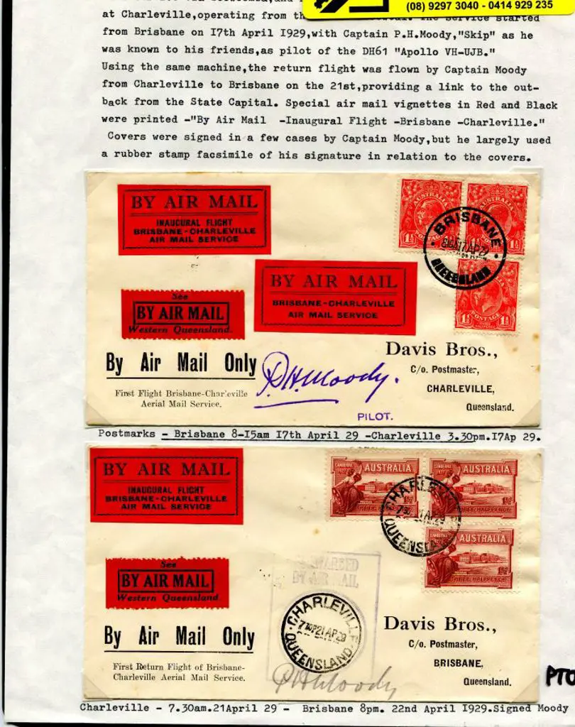 1929 (17th Apr) Brisbane to Charleville by Qantas ... Image 1++